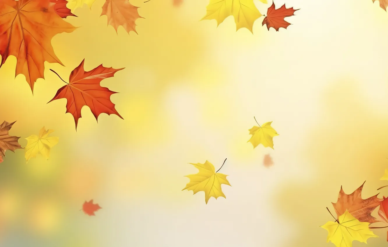 Photo wallpaper autumn, leaves, light, yellow, foliage, texture, red, falling leaves