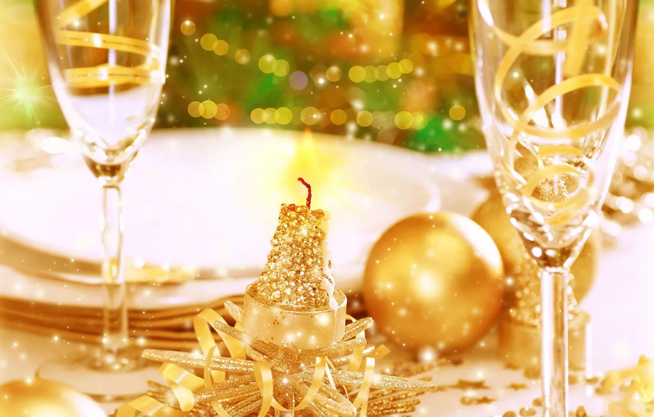 Photo wallpaper background, holiday, Wallpaper, glass, new year, blur, sequins, plate