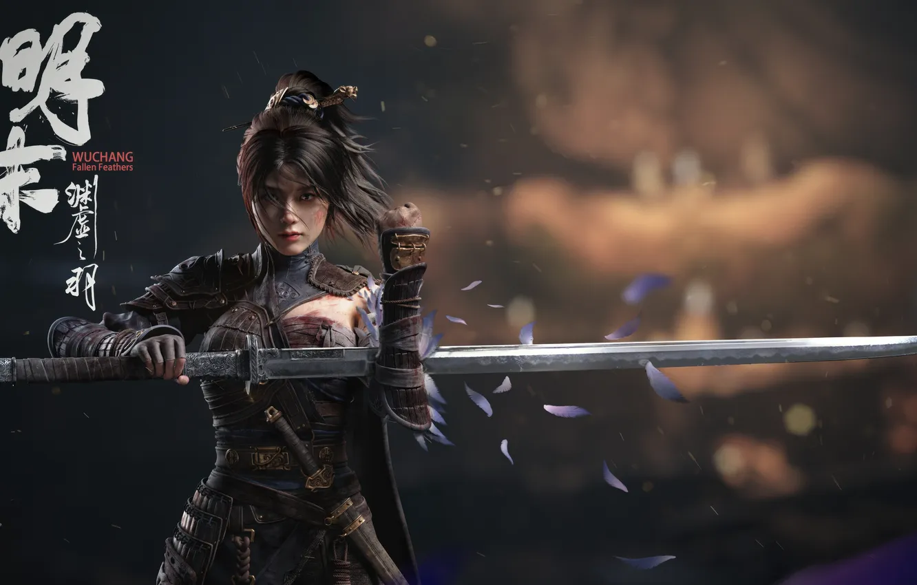 Photo wallpaper girl, game, power, pretty, ken, blade, brunette, armour