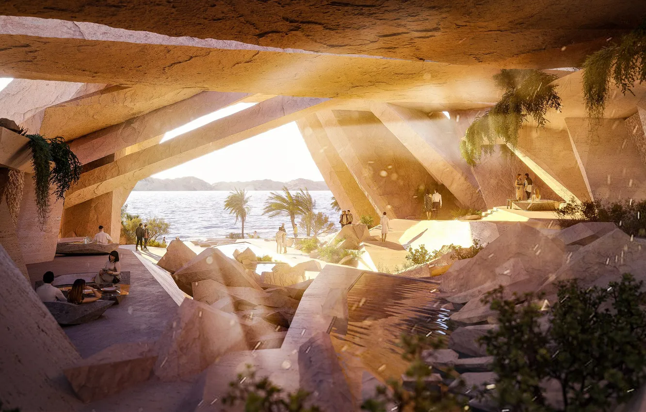 Photo wallpaper Saudi Arabia, sun light, neom, xaynor, ultimate members club