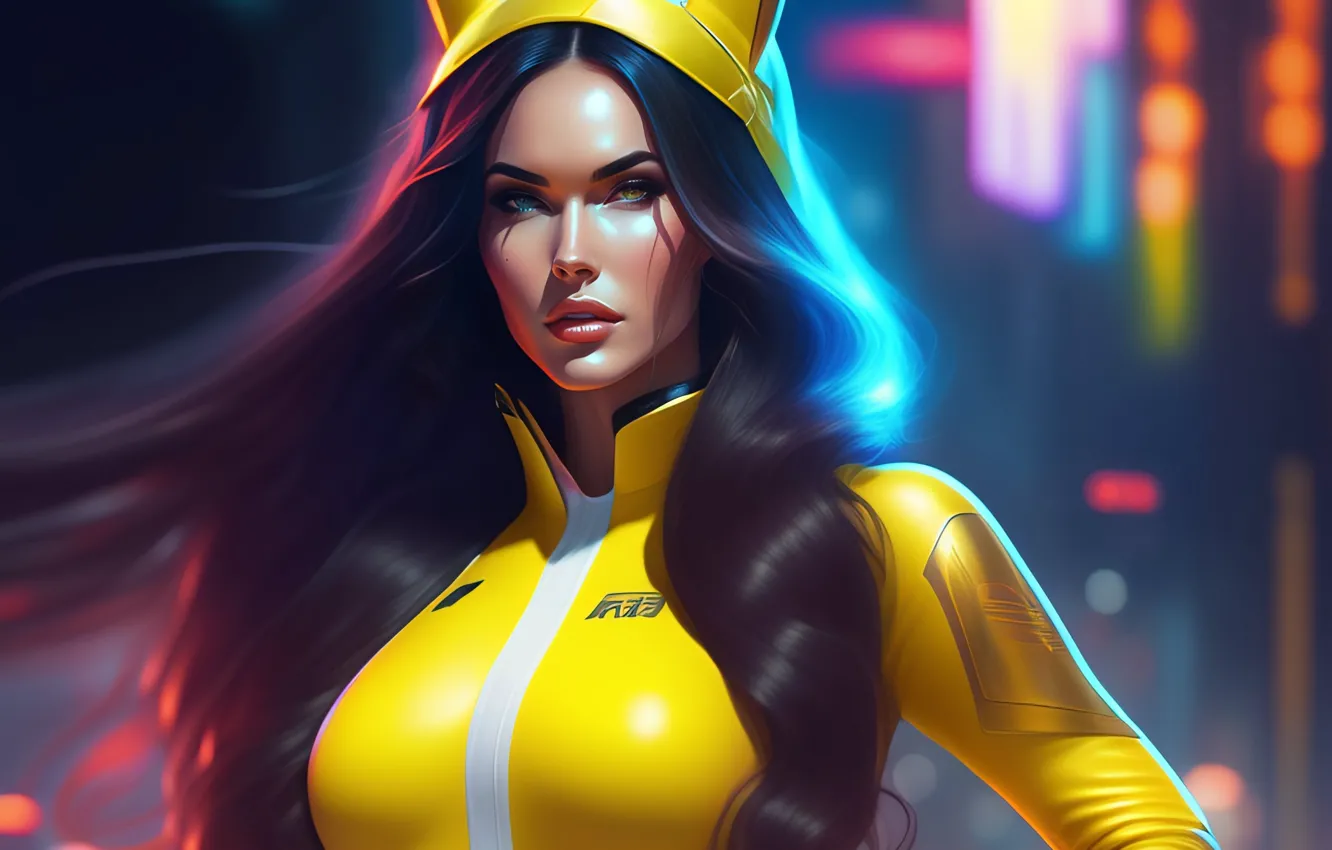 Photo wallpaper girl, hair, latex, digital art, AI art, The Art of Artificial Intelligence, neural network