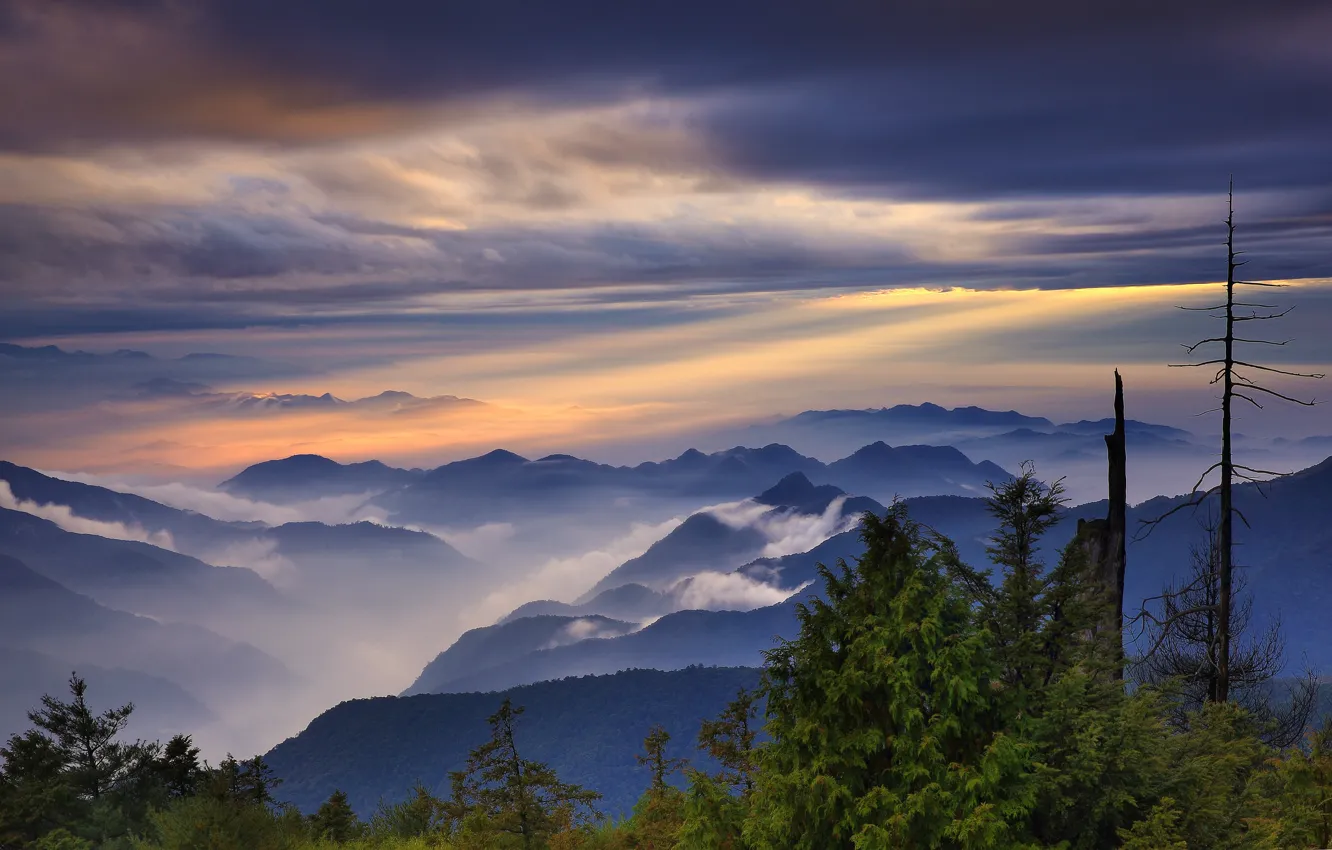 Photo wallpaper the sky, landscape, mountains