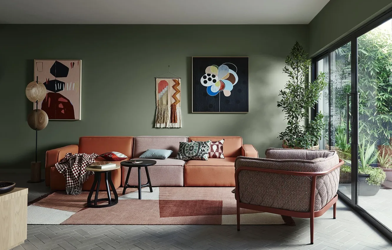 Photo wallpaper room, interior, living room