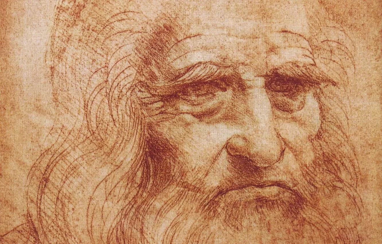 Photo wallpaper self portrait, Leonardo da Vinci, Leonardo da Vinci, a masterpiece of fine art