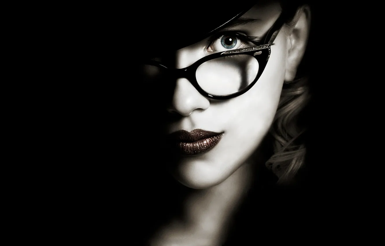 Photo wallpaper face, movie, Scarlett Johansson, glasses