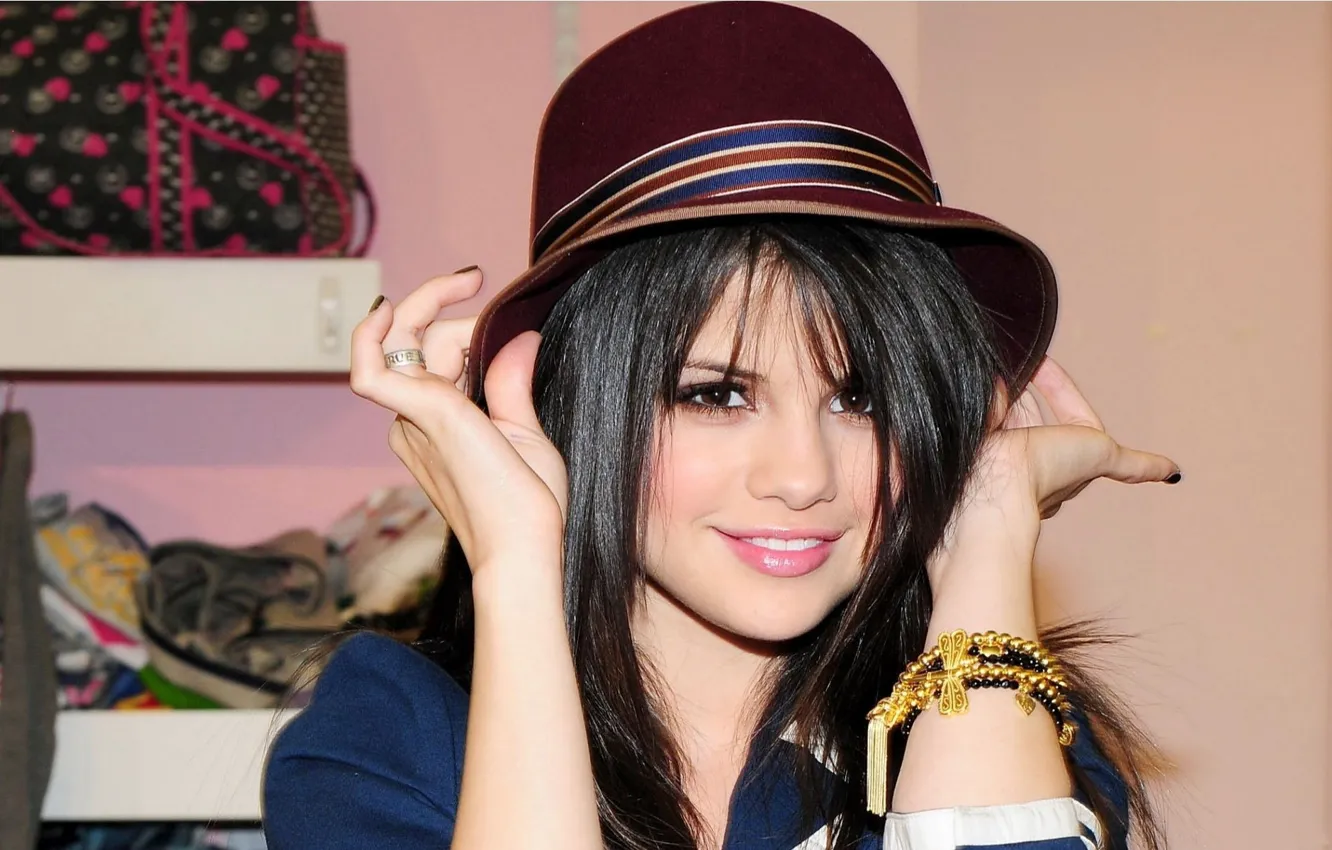 Photo wallpaper girl, hat, Selena Gomez, Selena Gomez
