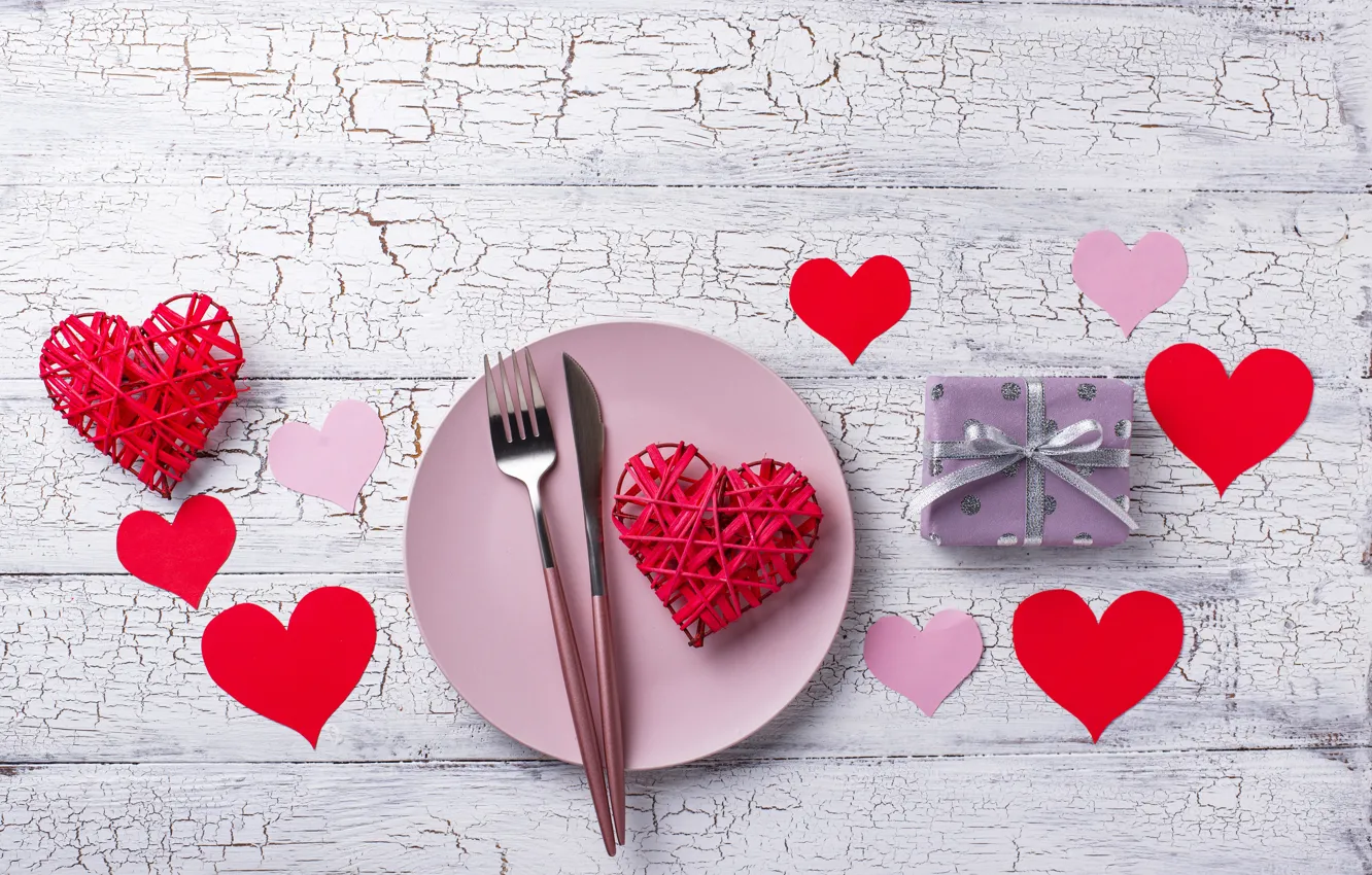 Photo wallpaper table, gift, serving, Valentine's Day, Yuliya Furman