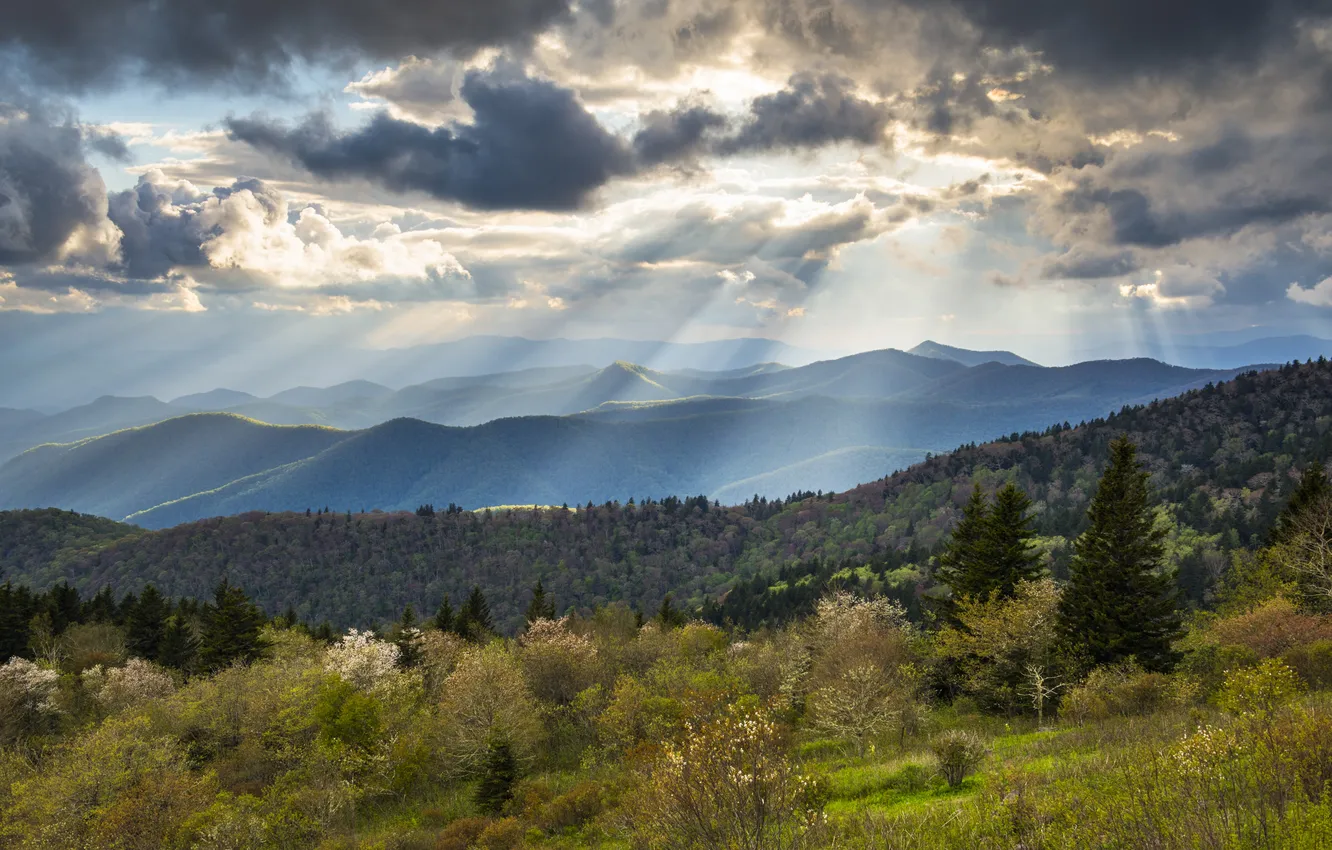 Photo wallpaper blue, beams, Carolina, All, Appalachian, calming, asheville, appalachia