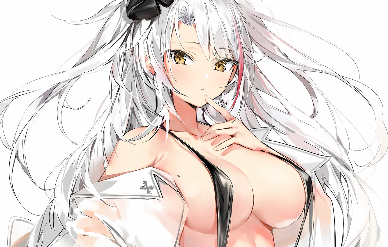 Photo wallpaper girl, sexy, cleavage, long hair, boobs, anime, beautiful, pretty