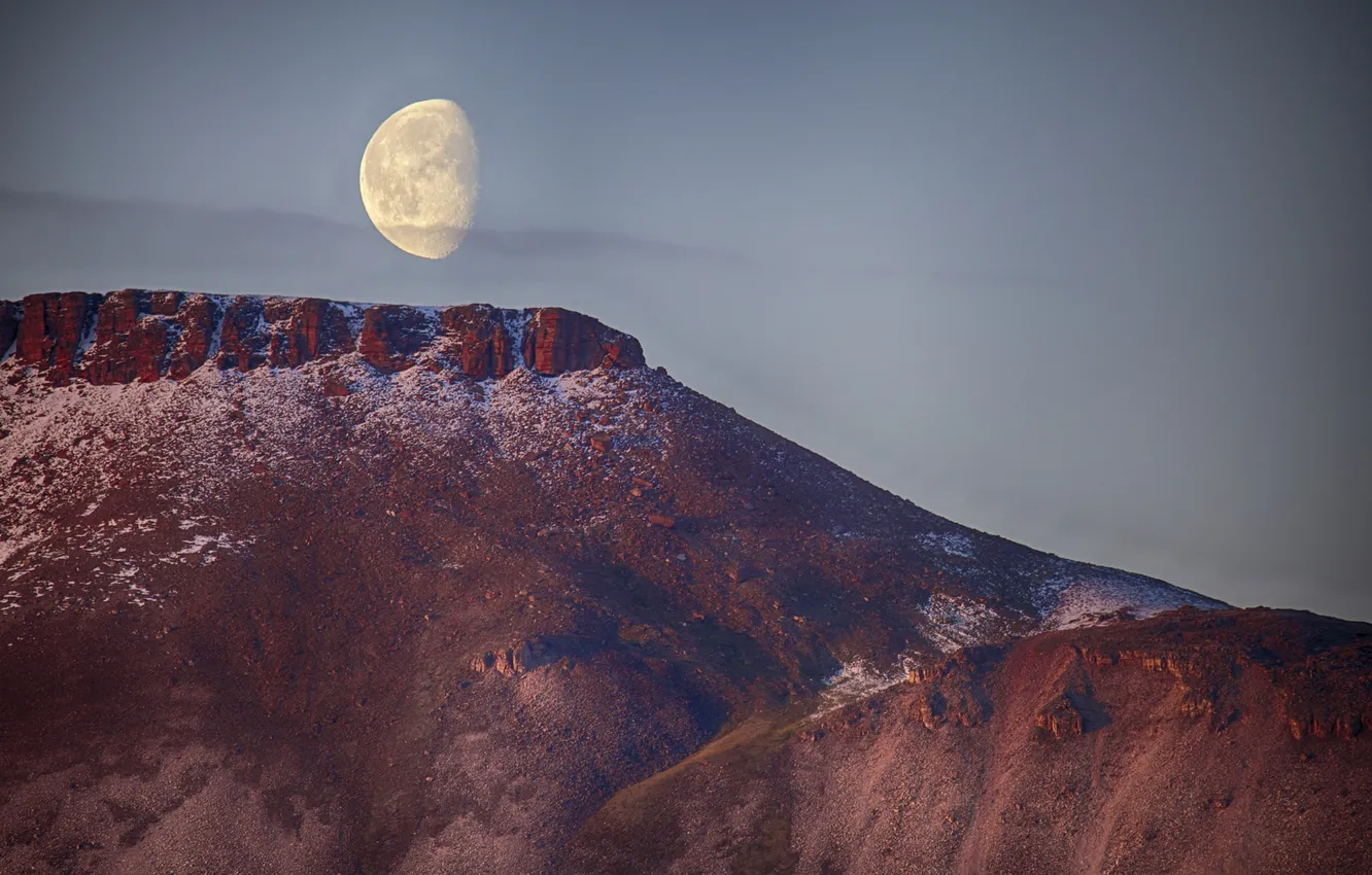 Photo wallpaper the sky, mountains, nature, the moon, North, Arctic