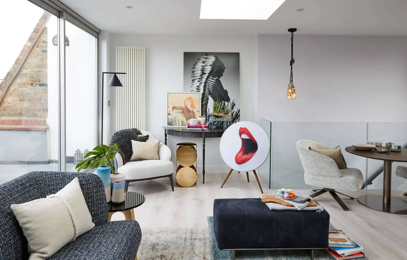 Photo wallpaper interior, living room, Bijou Marylebone Apartment