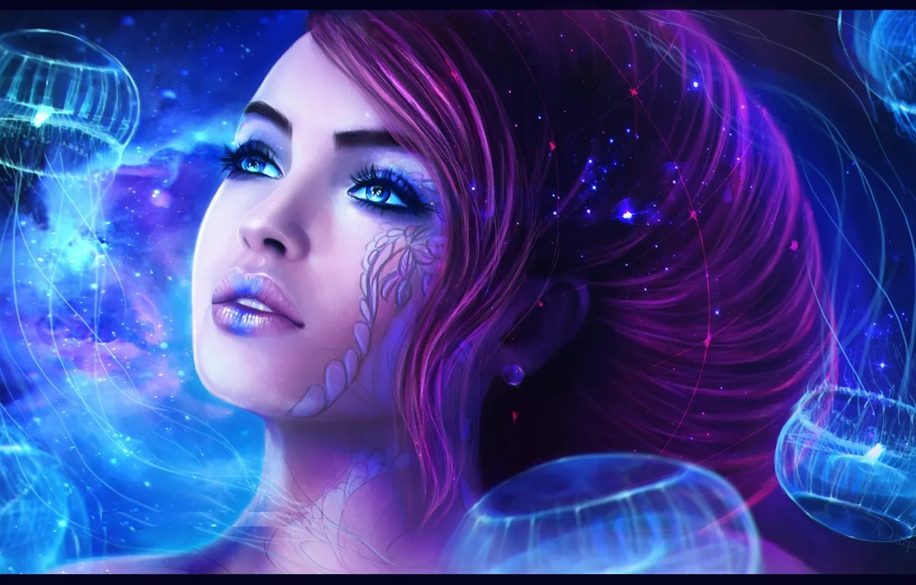 Photo wallpaper face, magic, art, jellyfish, the mood, Fentsi