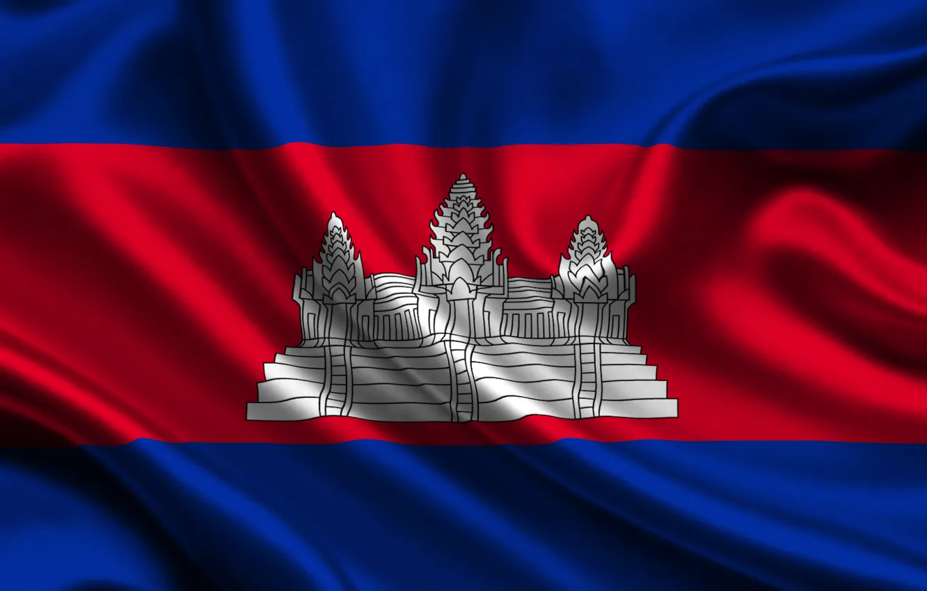Photo wallpaper Red, Blue, Flag, Texture, Flag, Cambodia, Cambodia, Kingdom of Cambodia