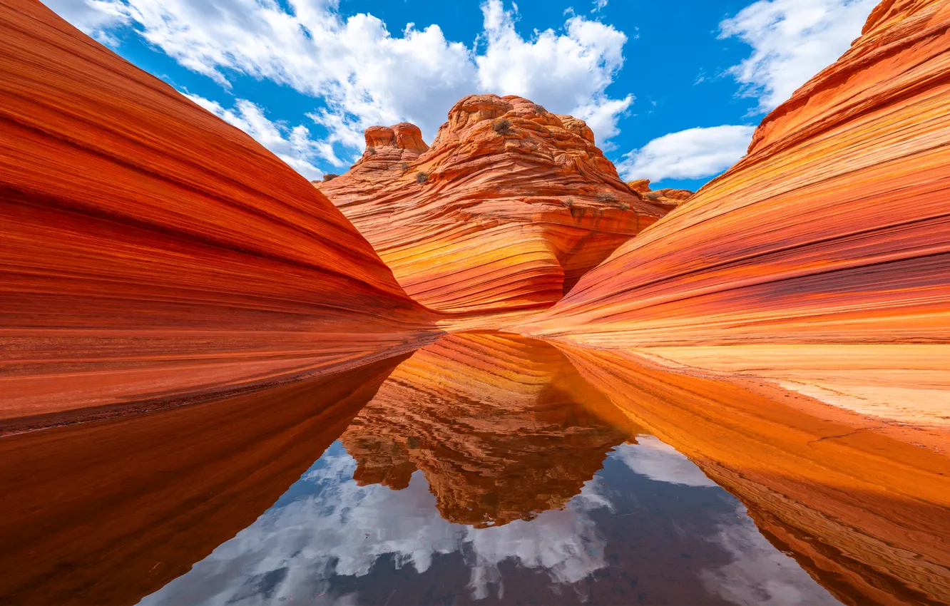 Photo wallpaper sky, landscape, nature, mountains, clouds, gorge