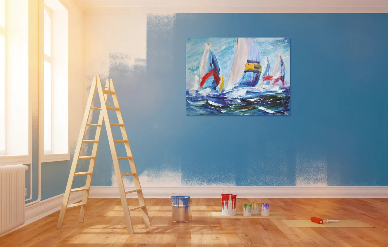Photo wallpaper summer, painting, living room, yacht