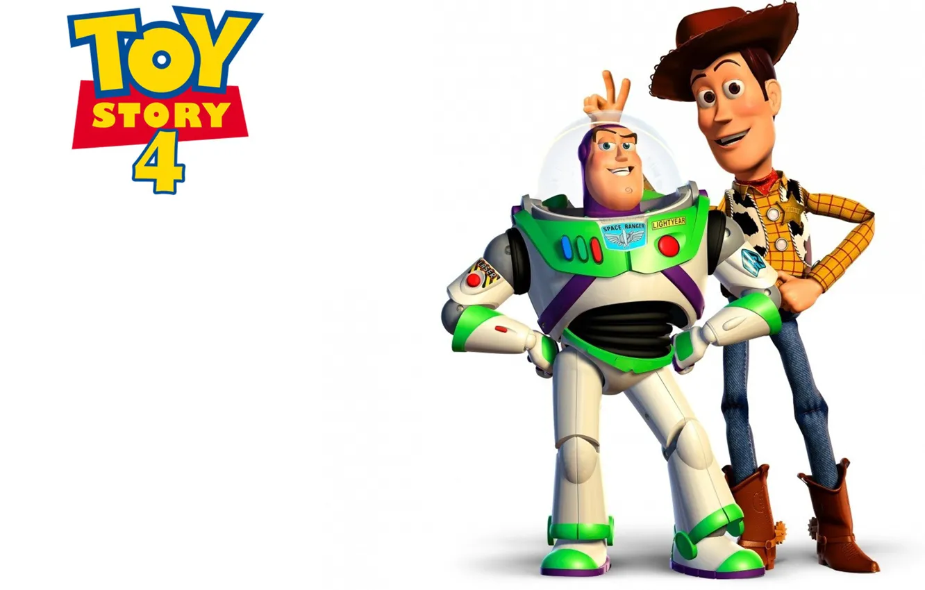 Photo wallpaper animation, movie, toys, film, friends, white background, Toy Story, simple background