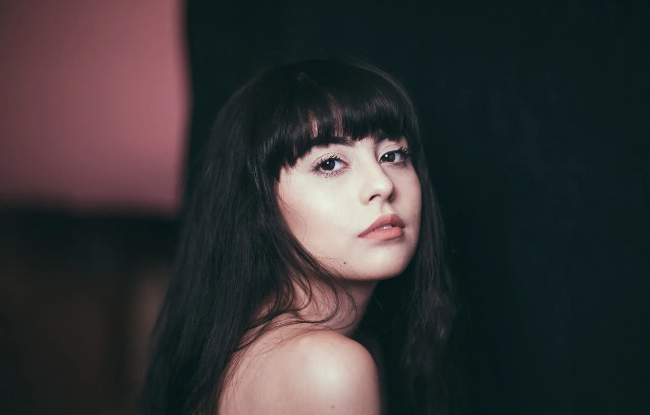 Photo wallpaper girl, face, portrait, brunette