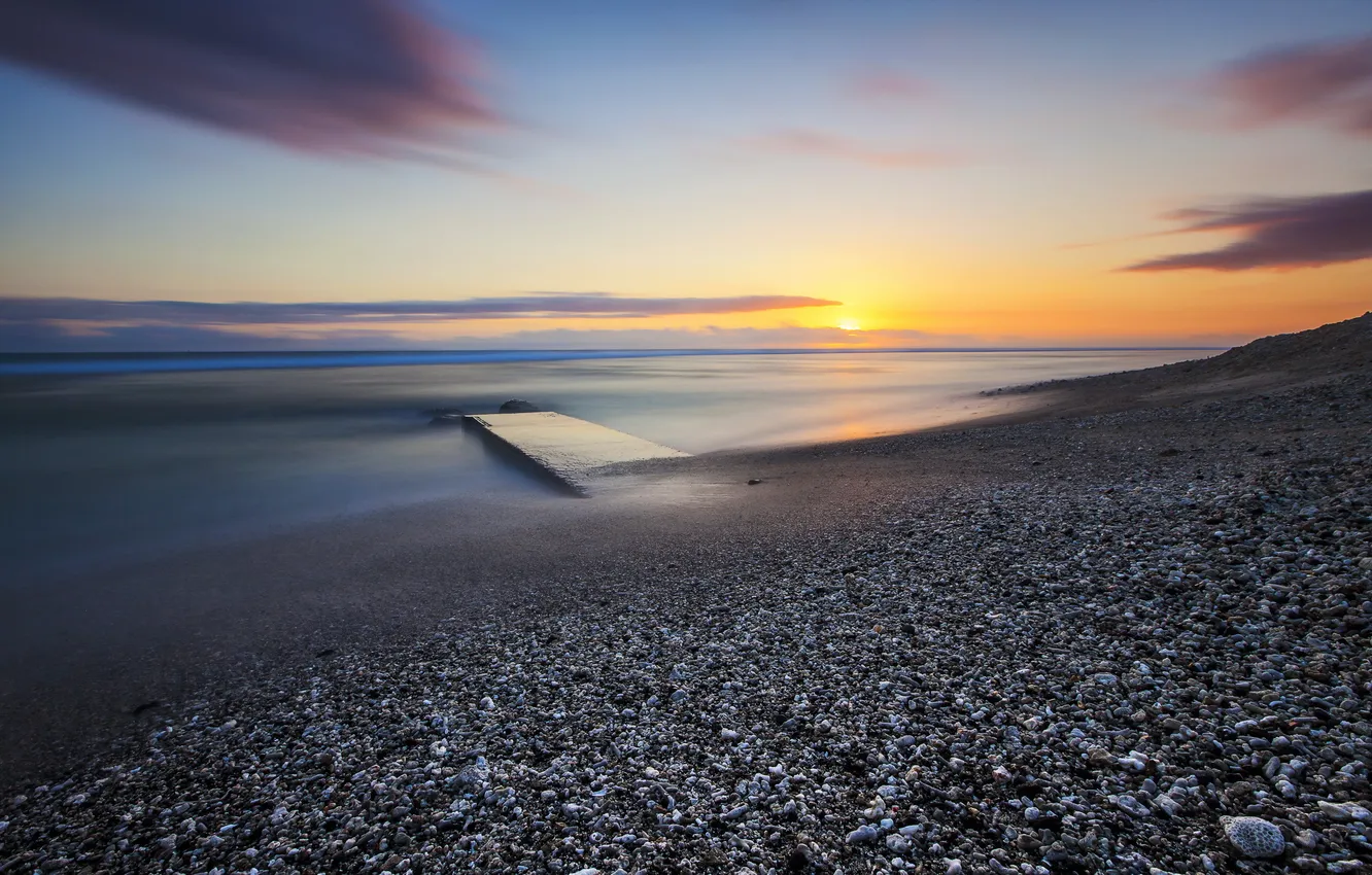 Photo wallpaper sea, landscape, sunset