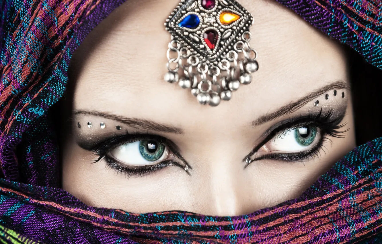 Photo wallpaper eyes, look, girl, decoration, makeup, make up