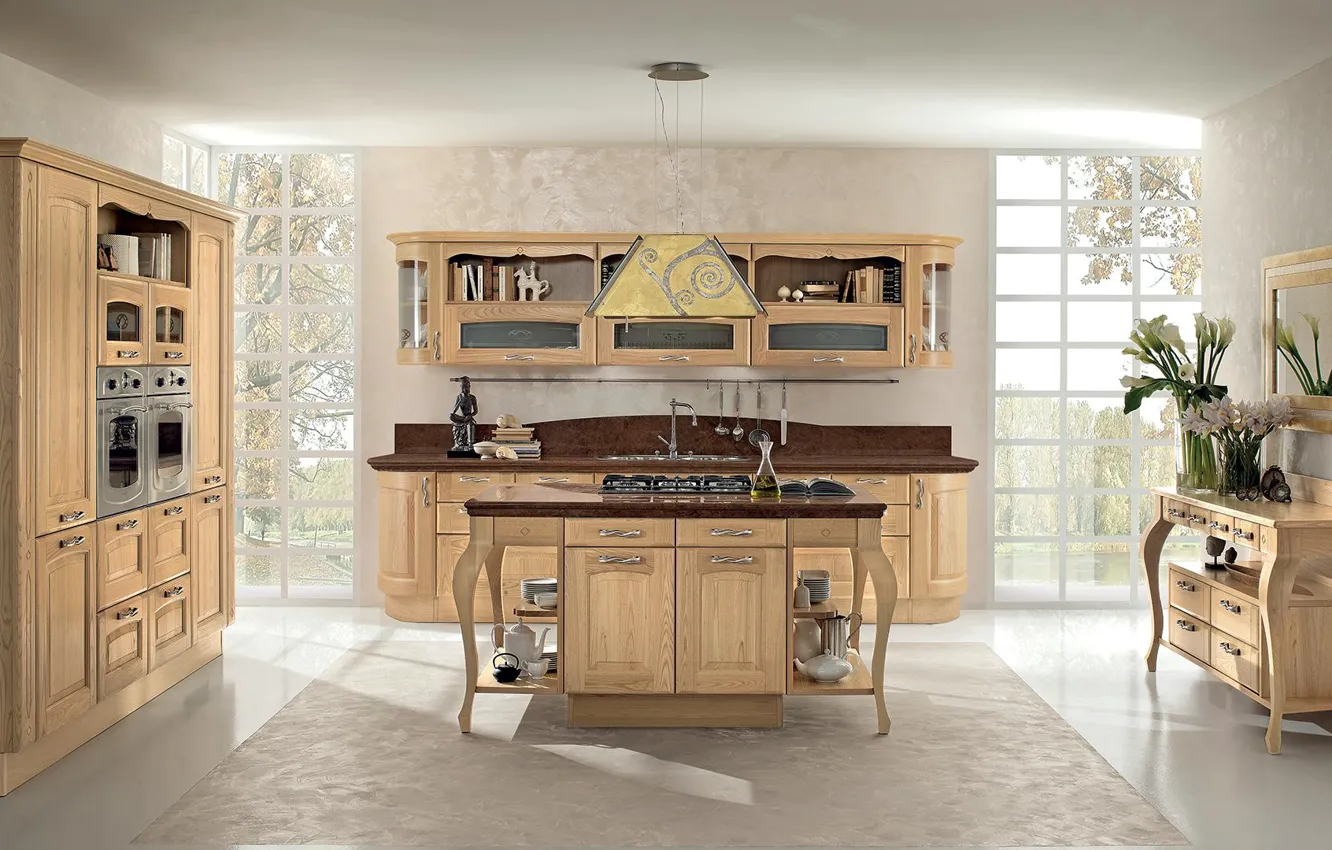 Photo wallpaper style, room, interior, kitchen, Italian design