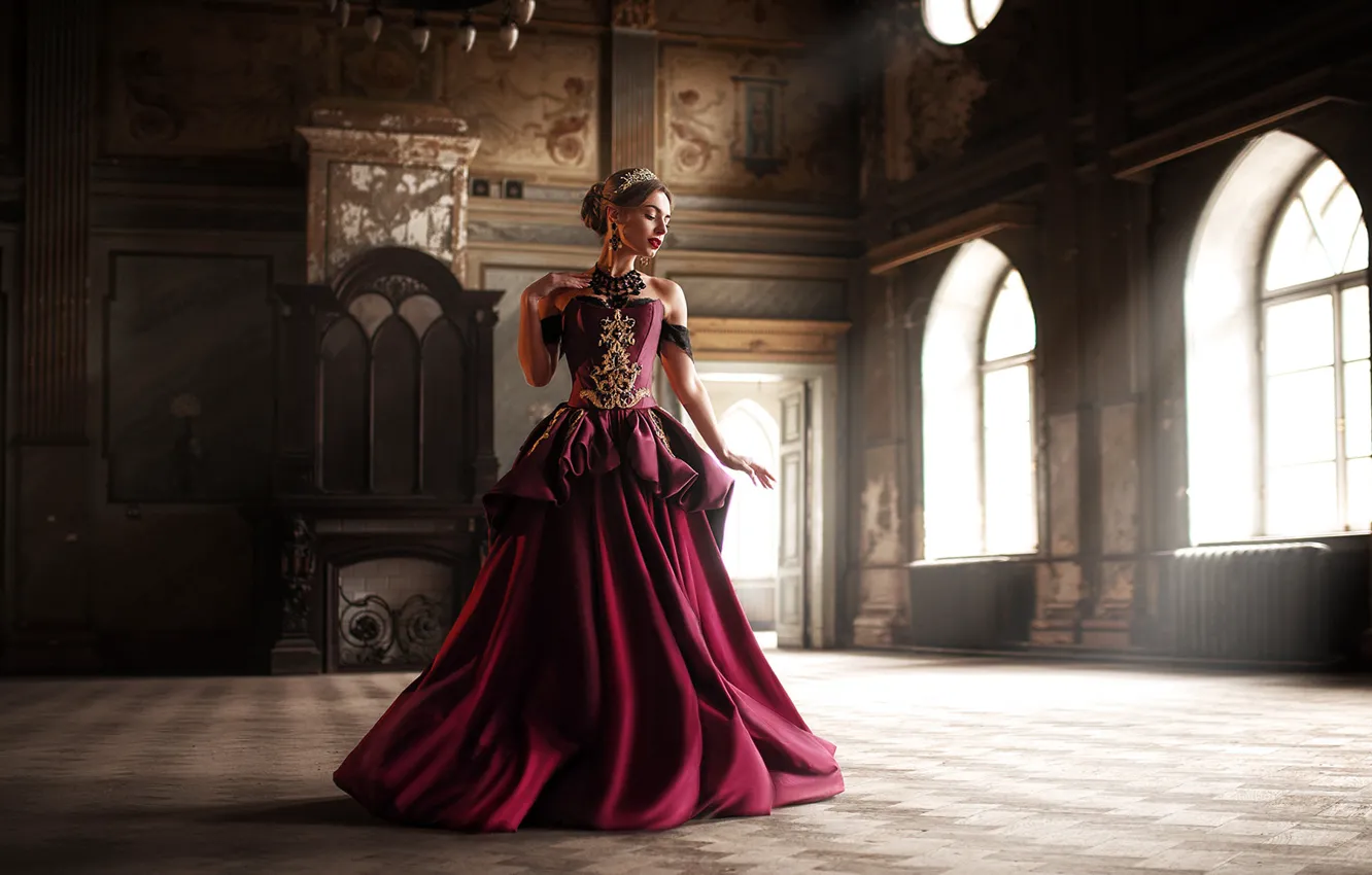 Photo wallpaper girl, light, pose, room, dress, window, beautiful, Darina