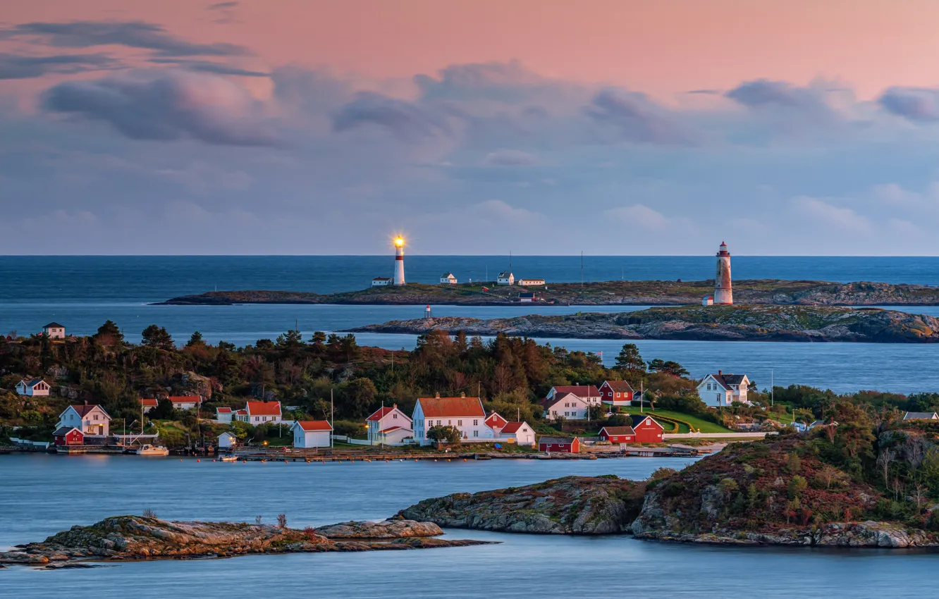Photo wallpaper landscape, coast, lighthouse