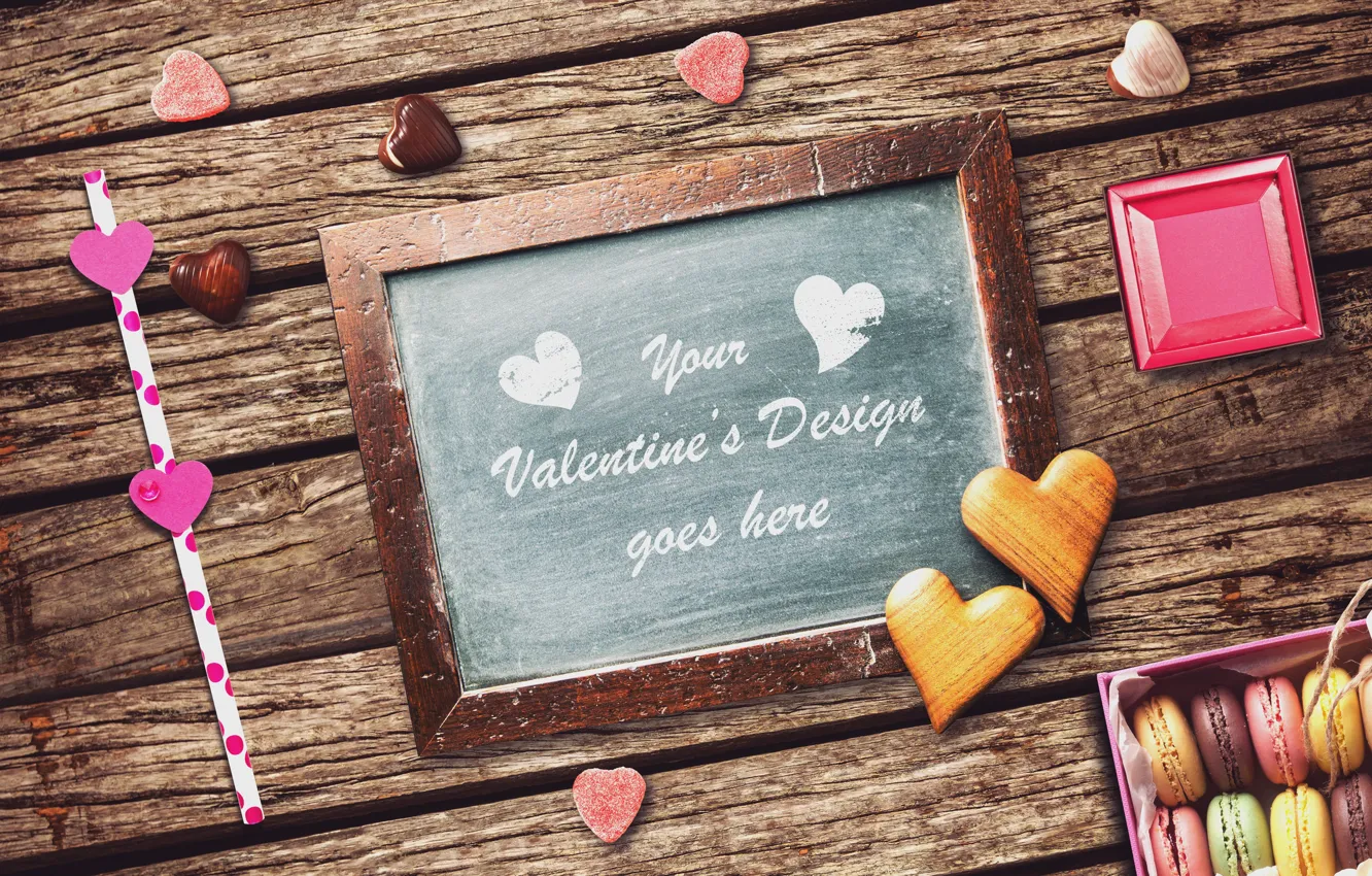 Photo wallpaper holiday, Board, hearts, Valentine's day