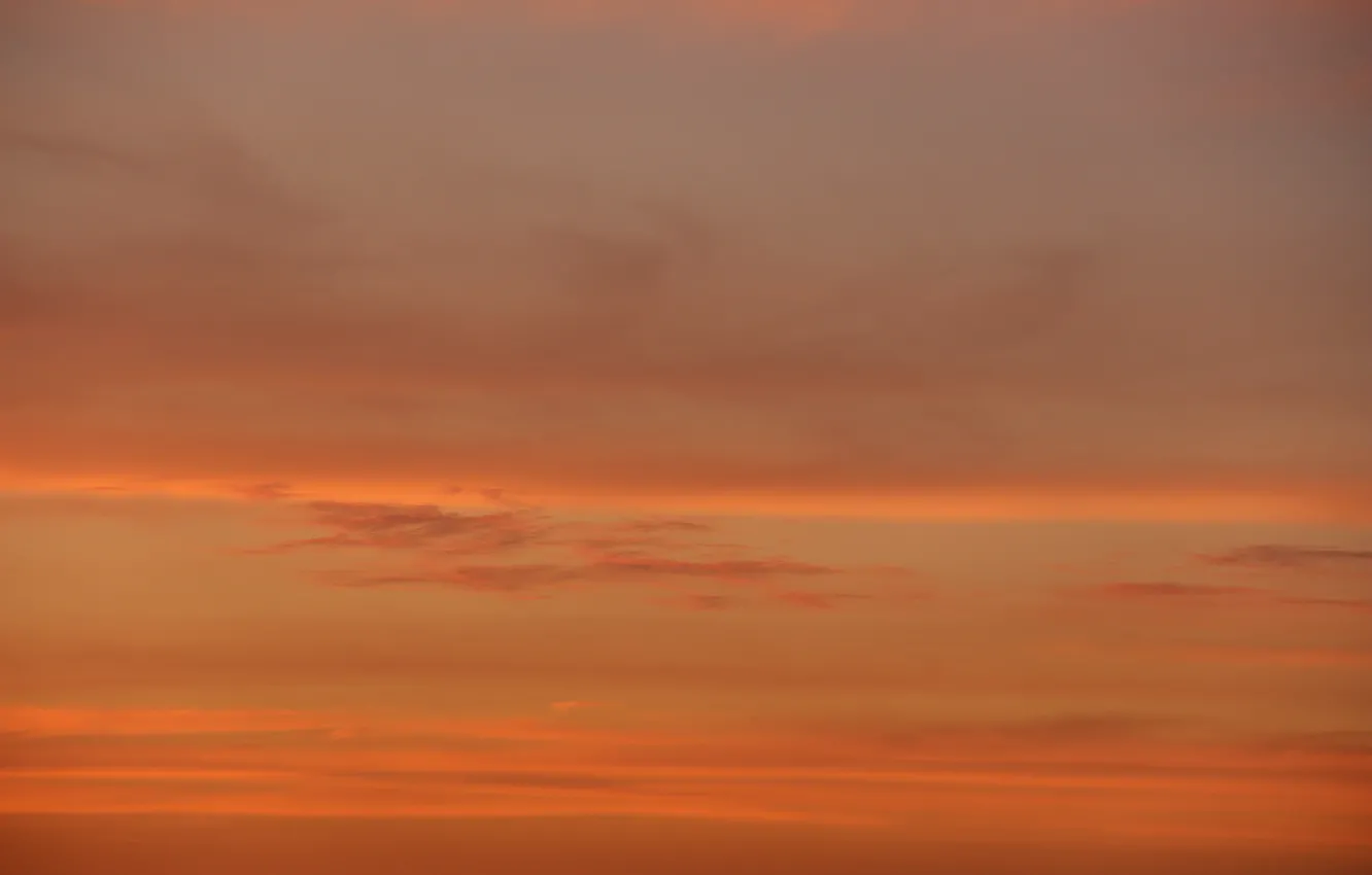 Photo wallpaper the sky, clouds, sunset, orange