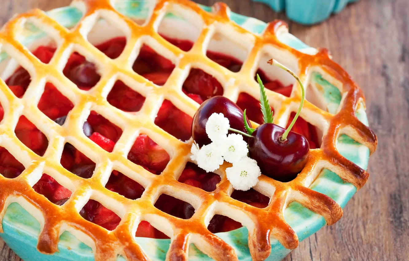 Photo wallpaper berries, pie, cakes, cherry, sweet