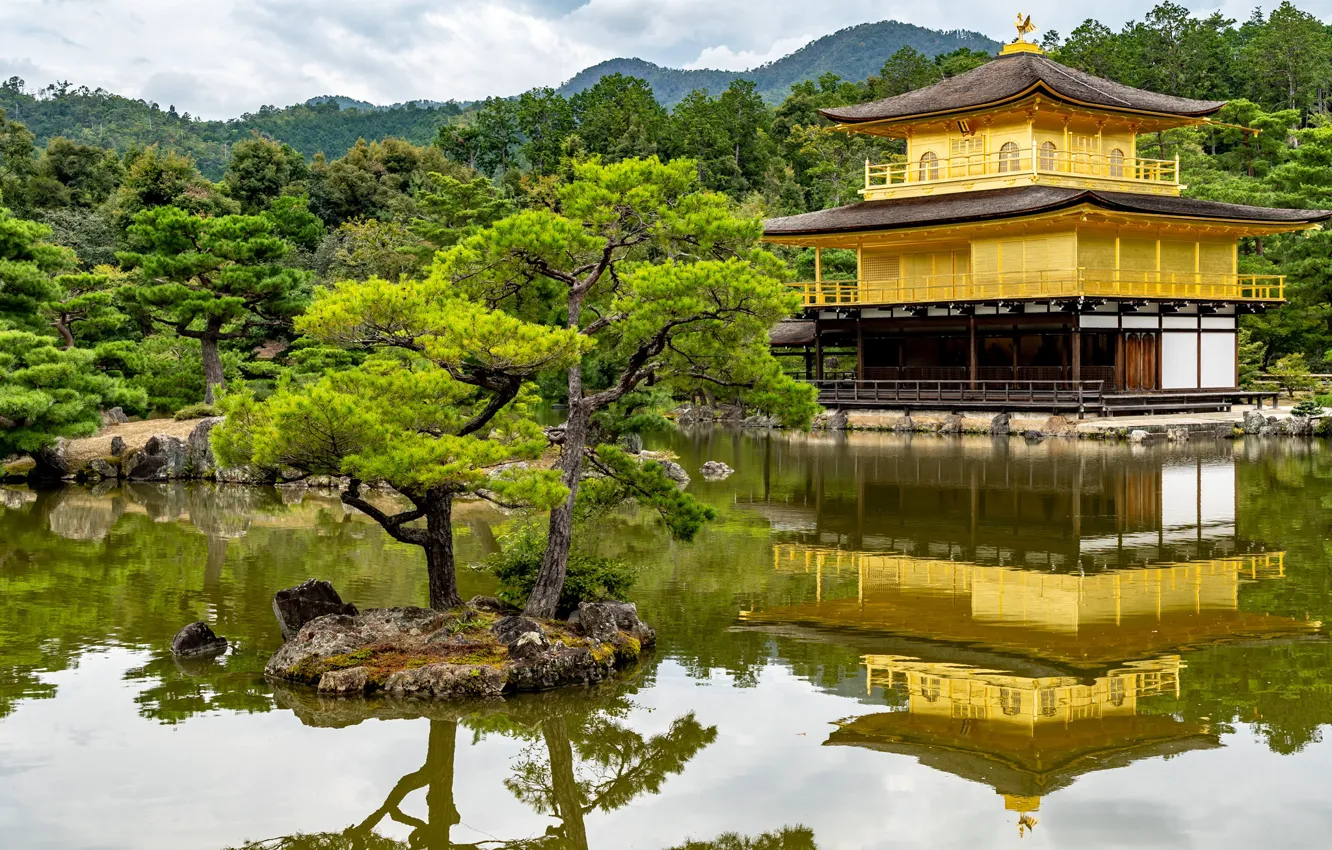 Photo wallpaper forest, lake, Park, photo, Japan, Kyoto