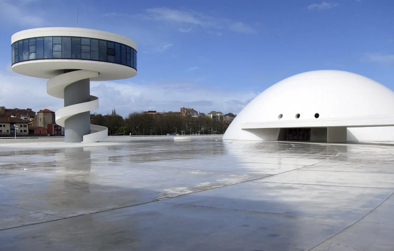 Photo wallpaper architecture, Spain, Aviles, Cultural centre Oscar Niemeyer