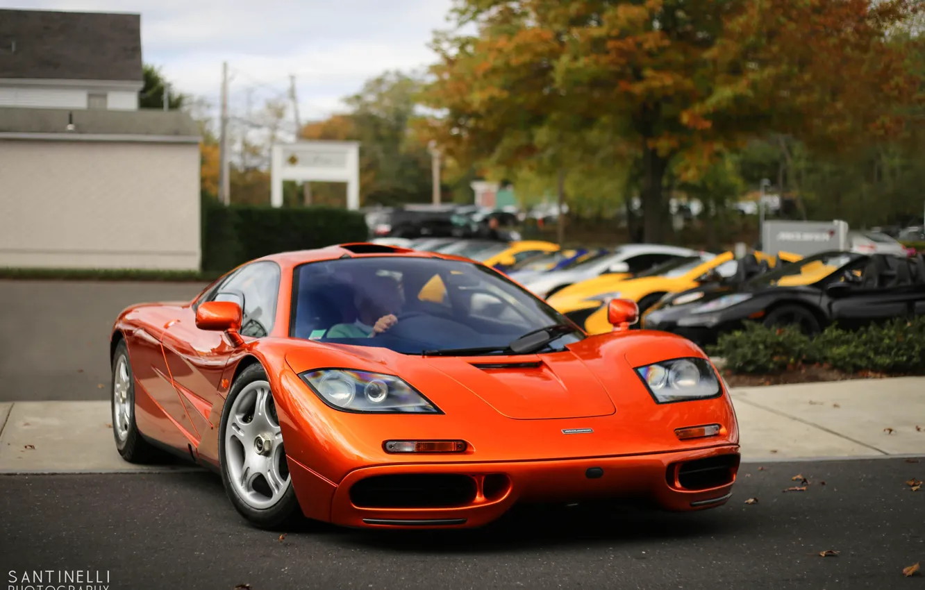 Photo wallpaper Orange, Car, Auto, V12, Supercar, McLaren F1