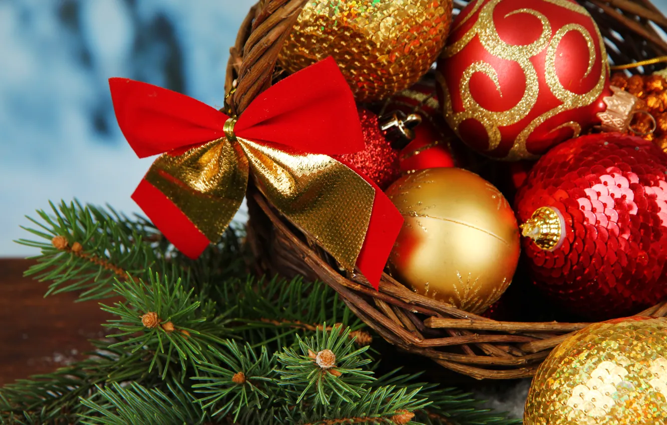 Photo wallpaper decoration, balls, tree, New Year, Christmas, Christmas, balls, decoration