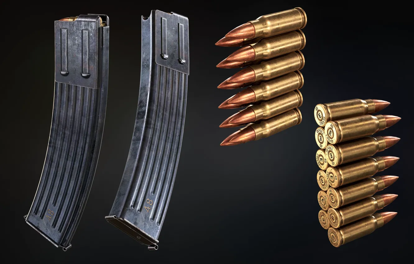 Photo wallpaper Germany, cartridges, shop, assault rifle, Stg.44