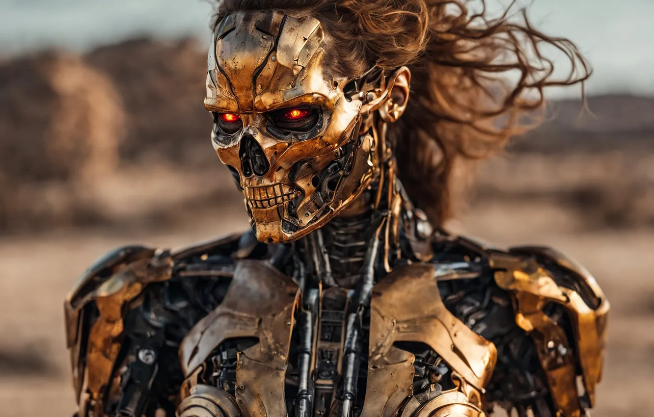 Photo wallpaper hair, robot, terminator