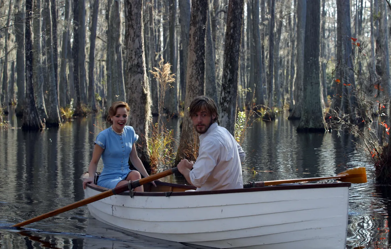 Photo wallpaper boat, surprise, romance, Rachel McAdams, drama, 2004, Ryan Gosling, Ryan Gosling Rachel