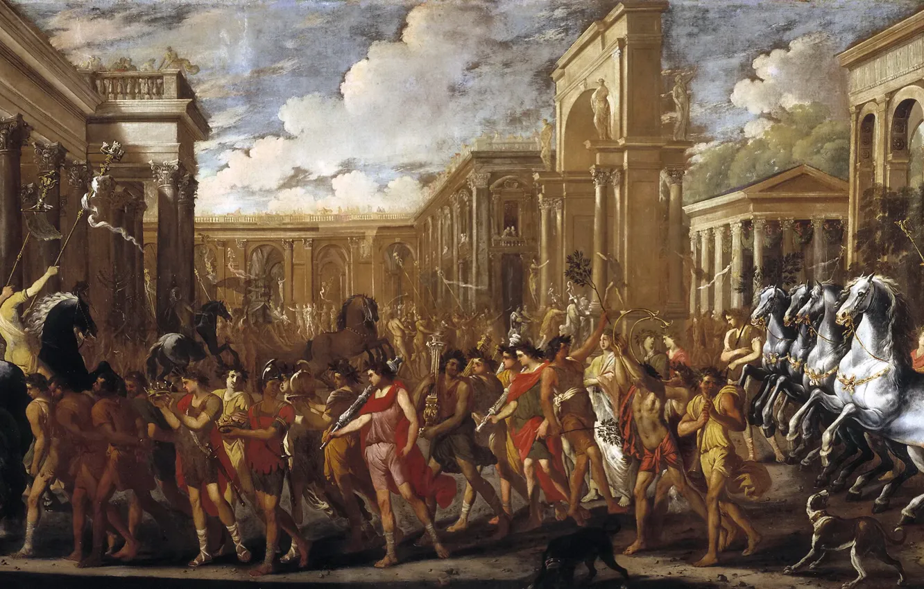 Photo wallpaper the city, picture, triumph, Viviano Codazzi, Triumphal Entry of Vespasian in Rome
