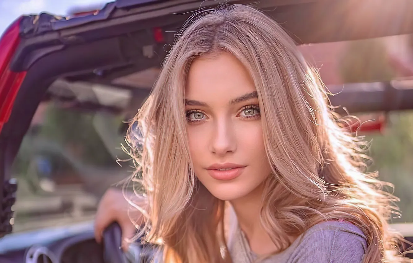 Photo wallpaper auto, look, girl, face, photo, blonde, lips, beauty