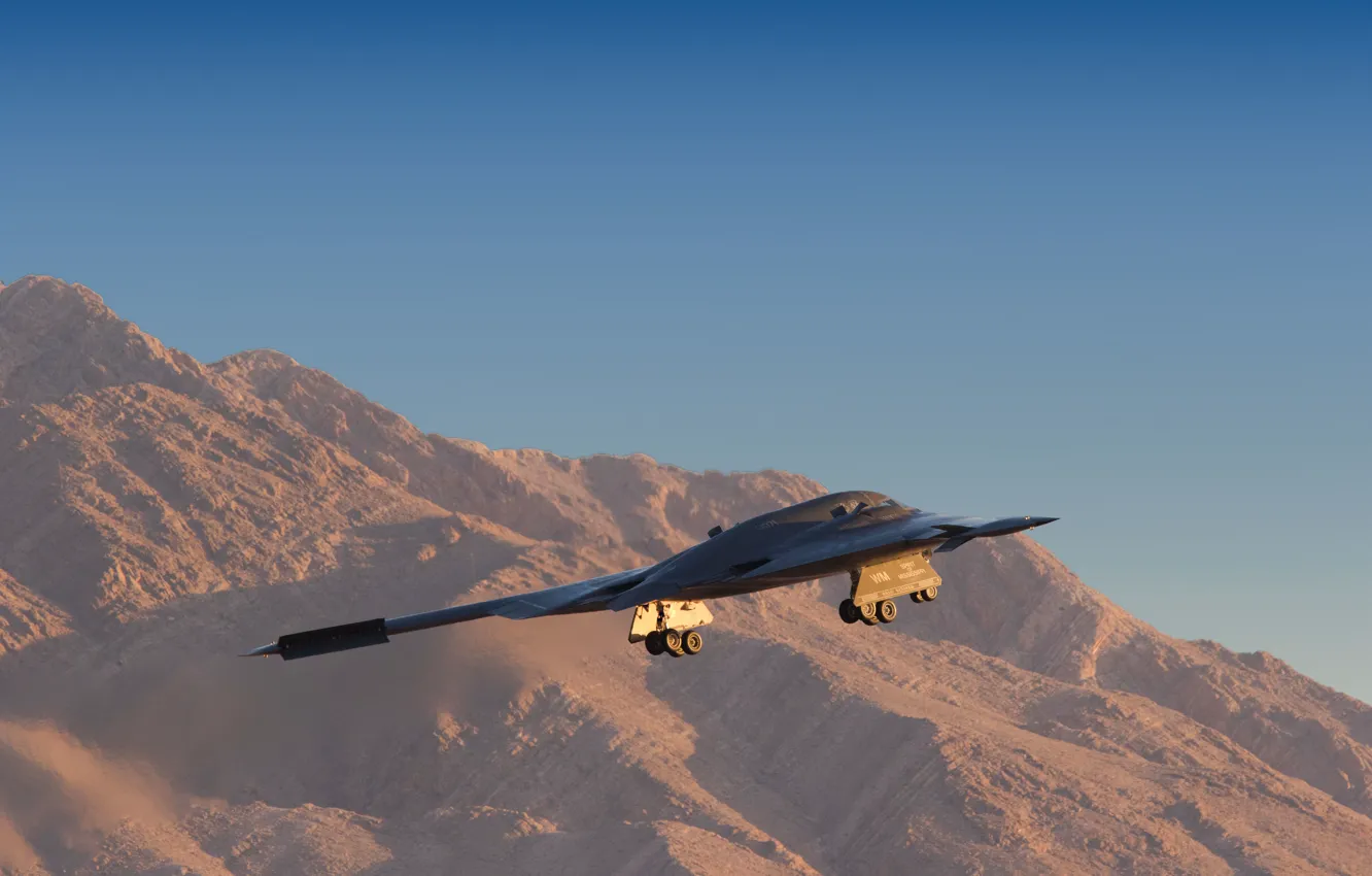 Photo wallpaper mountains, Spirit, bomber, strategic, B-2A