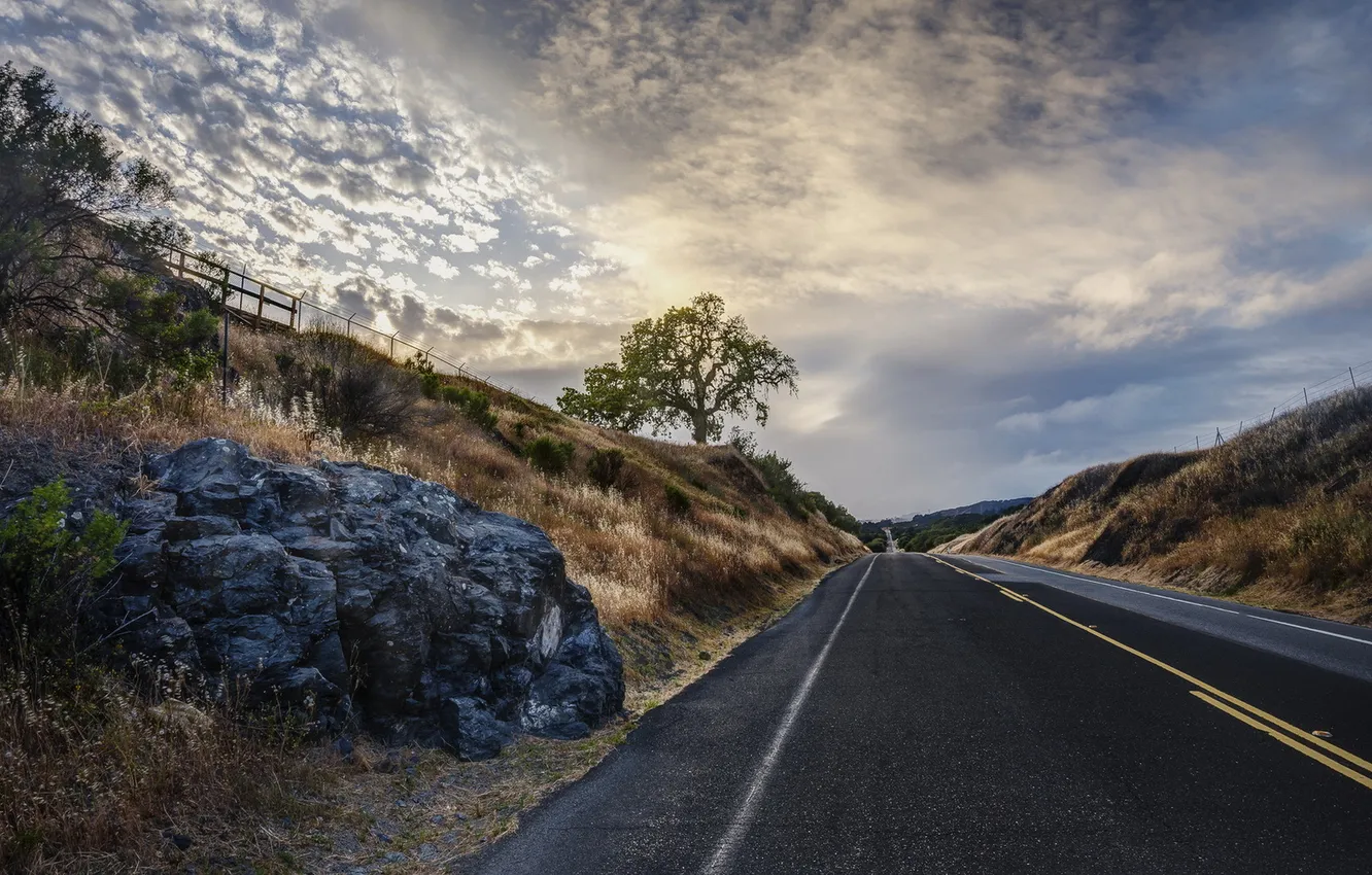 Photo wallpaper road, the sky, landscape