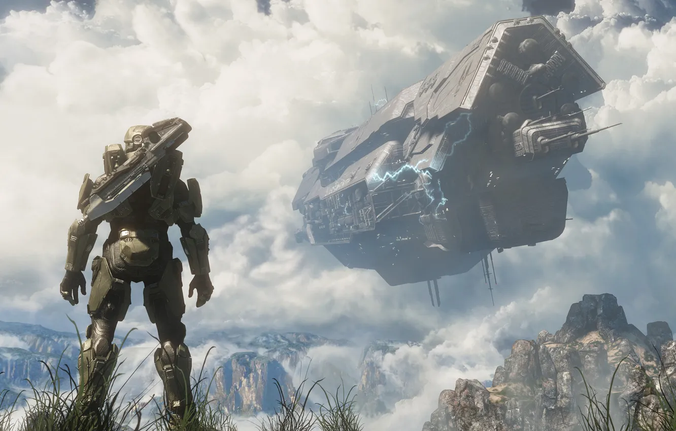 Photo wallpaper clouds, weapons, rocks, transport, lightning, people, armor, charge