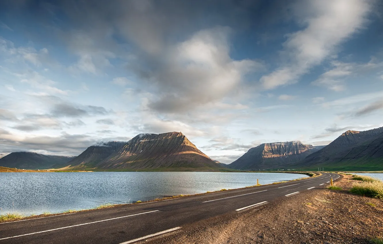 Photo wallpaper road, mountains, Iceland, Fjords