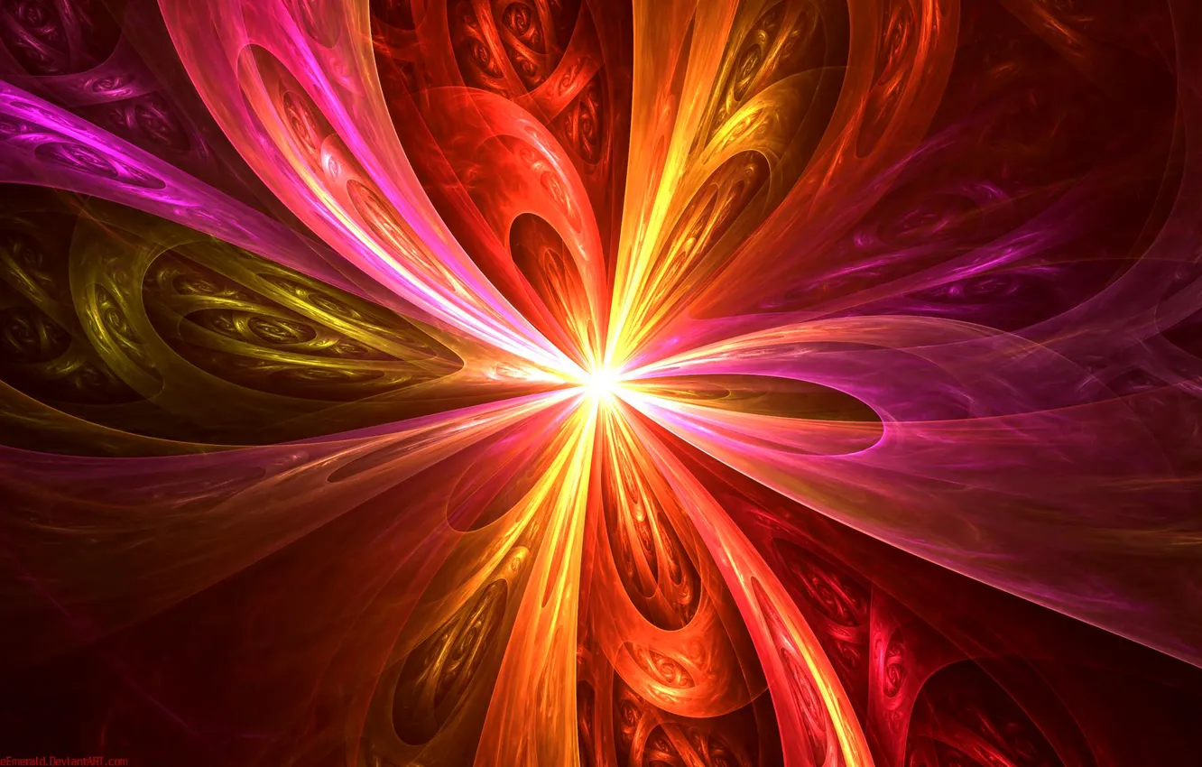 Photo wallpaper rays, light, pattern, color, fractal