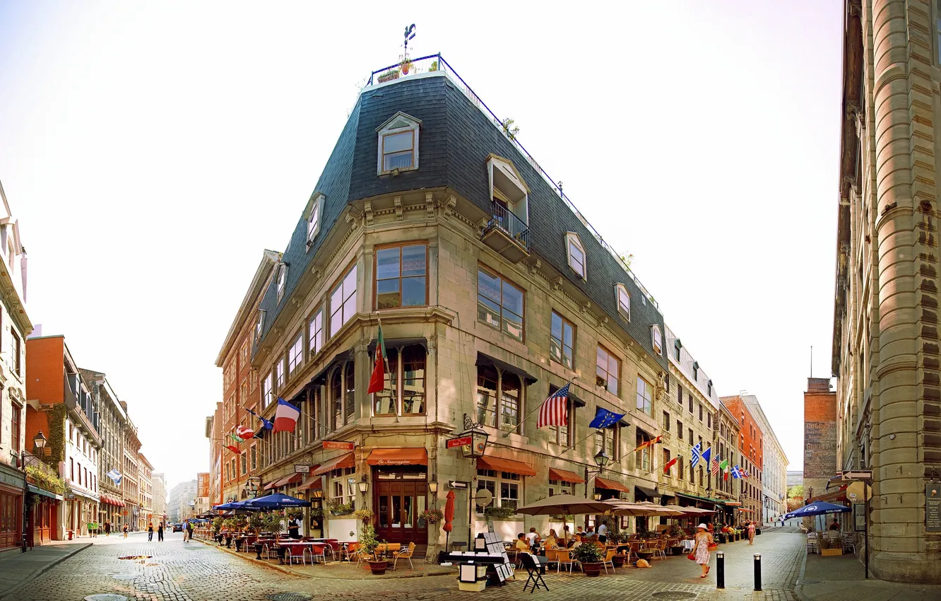 Photo wallpaper street, people, cafe