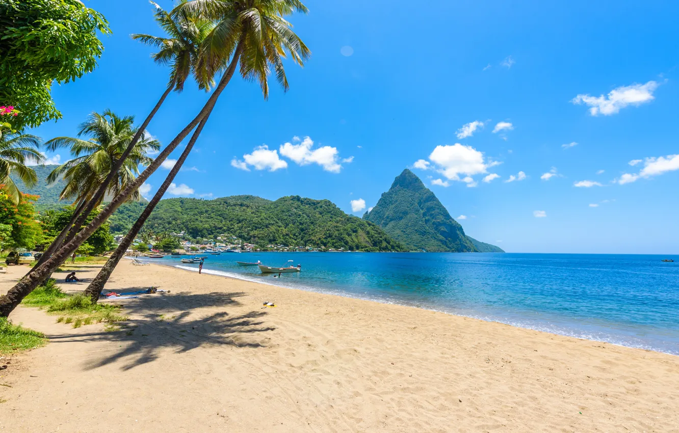 Photo wallpaper beach, the ocean, beach, ocean, Caribbean, caribbean, saint-lucia