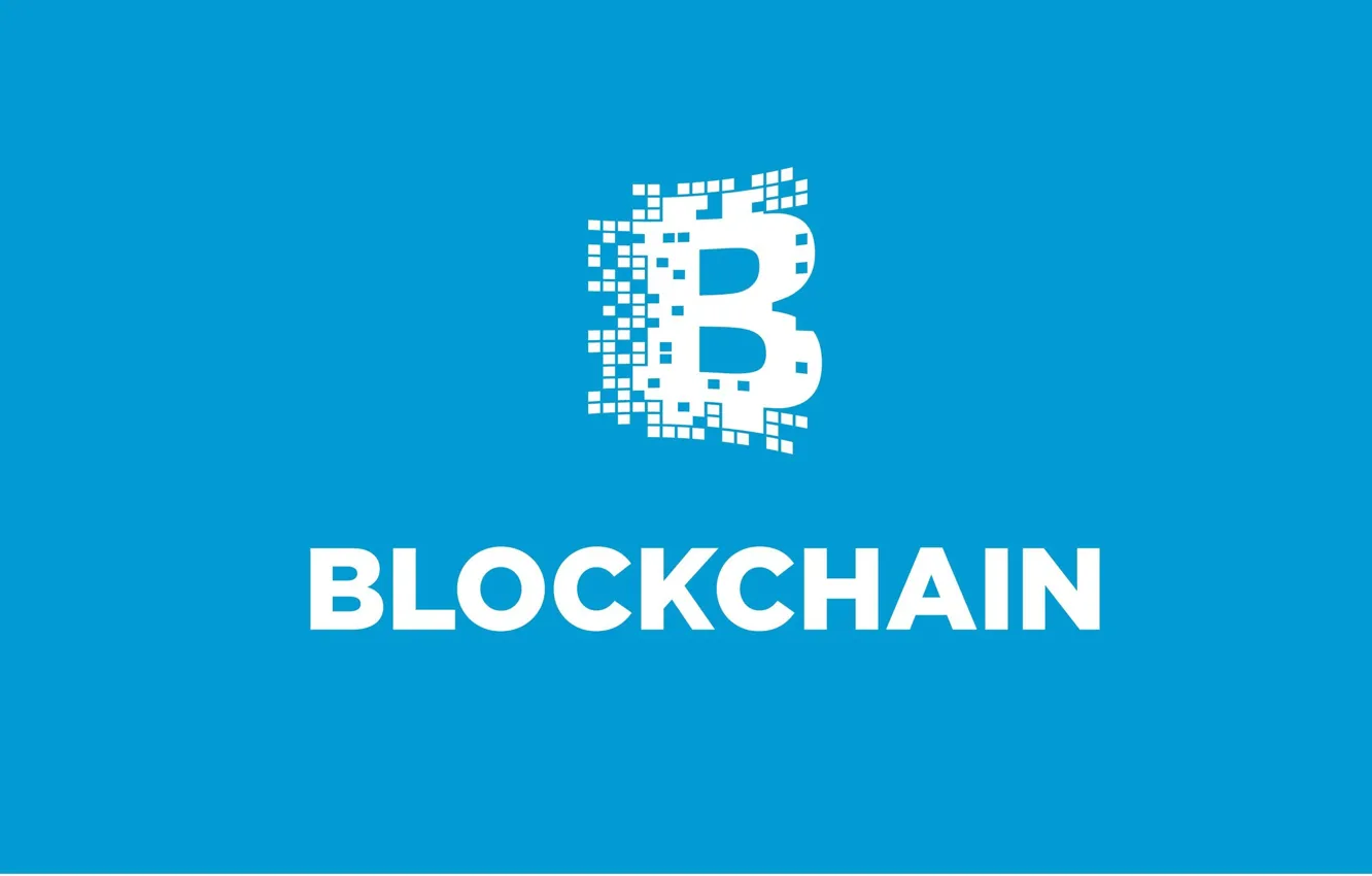Photo wallpaper blue, logo, fon, blockchain, blockchain