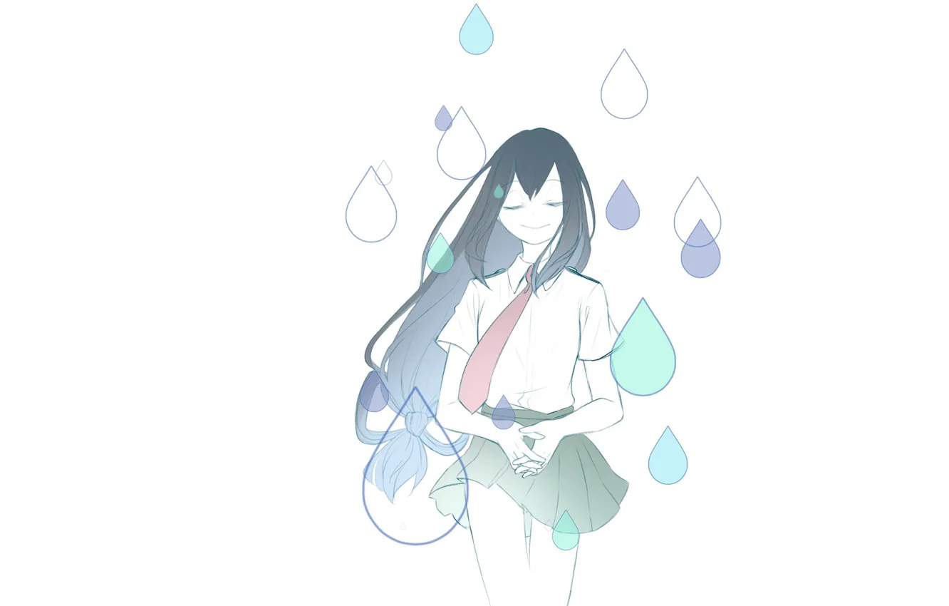 Photo wallpaper girl, drops, Boku no Hero Academy, My hero Academy, Asui Tsu
