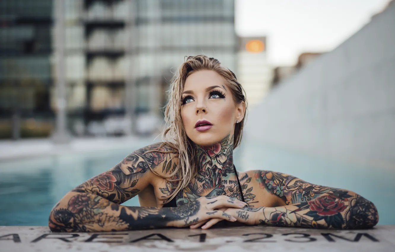 Photo wallpaper girl, piercing, tattoo, Madison