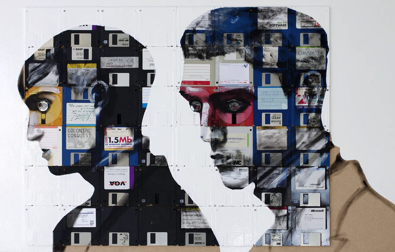 Photo wallpaper eyes, look, style, paint, portrait, art, guy, floppy