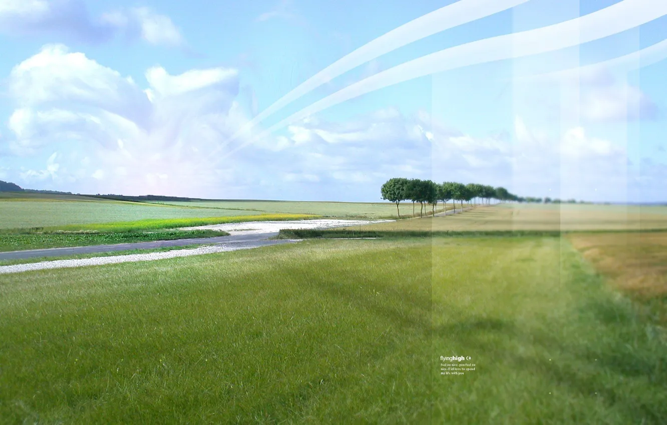 Photo wallpaper road, field, line